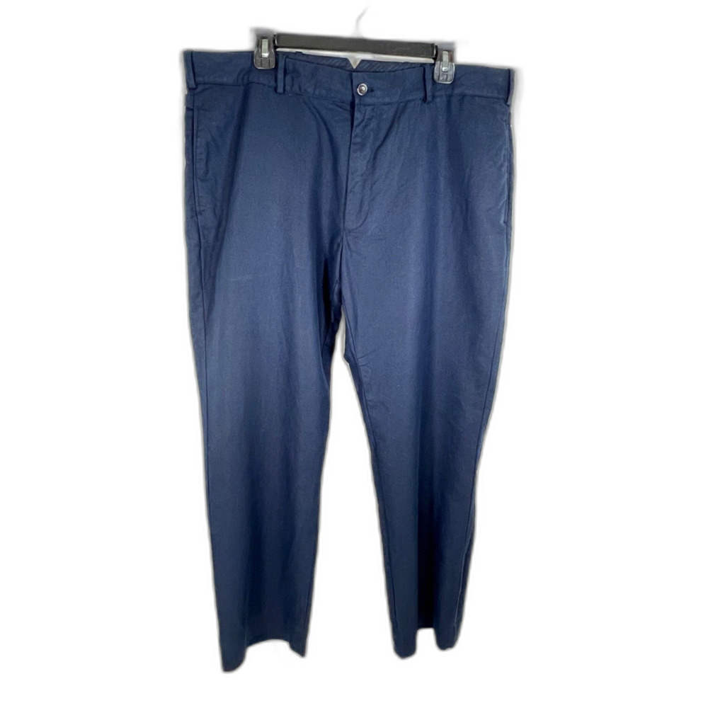 Polo Ralph Lauren Men’s 40x30 Navy Blue Linen Cotton Trousers Side Adjusters